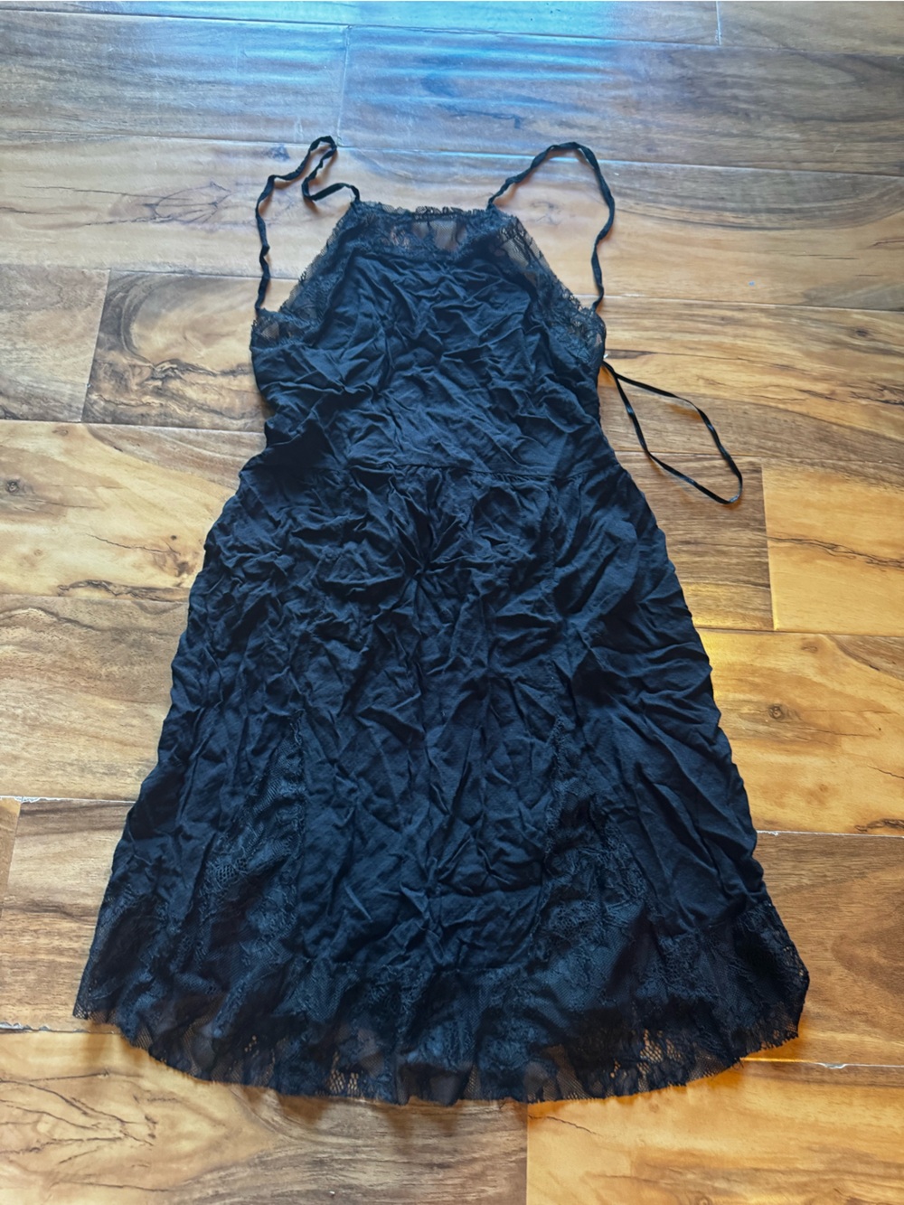 Free People Black Lace-Trim Slip Chemise